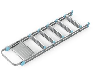 Folded ladder on white background